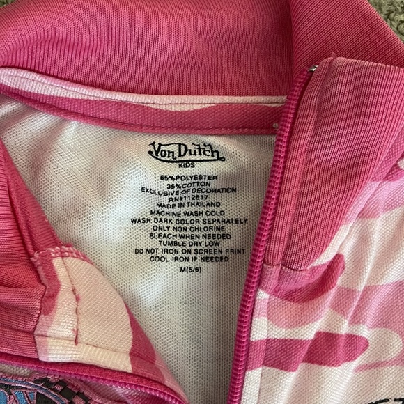 Pink camo Von Dutch zip up hoodie with patches and design on back- brand new - Picture 5 of 7